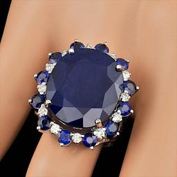 14k White Gold 25ct Sapphire 0.60ct Diamond Ring