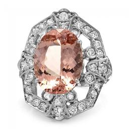 14k Gold 7.50ct Morganite 1.35ct Diamond Ring