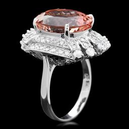 14k Gold 10.40ct Morganite 1.30ct Diamond Ring