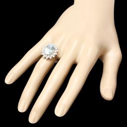 14k Gold 4.92ct Aquamarine 0.79ct Diamond Ring