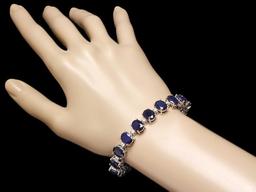 14k Gold 40ct Sapphire 1.35ct Diamond Bracelet