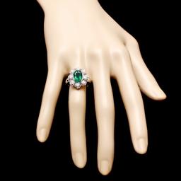 14k White Gold 3.00ct Emerald 1.90ct Diamond Ring