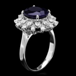 14k Gold 4.00ct Sapphire 0.75ct Diamond Ring