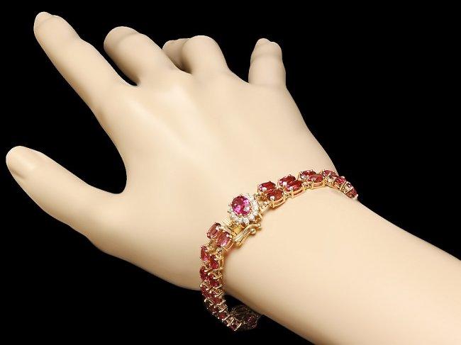 14k Gold 21ct Tourmaline 0.45ct Diamond Bracelet