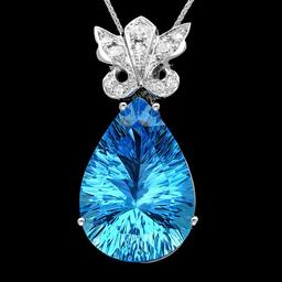 14k Gold 25.00ct Topaz 0.45ct Diamond Pendant