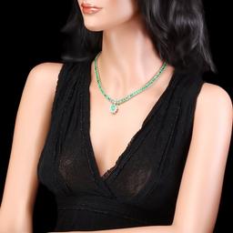 14k Gold 42.2ct Emerald 1.50ct Diamond Necklace