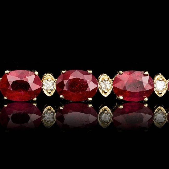 14k Gold 28.00ct Ruby 1.00ct Diamond Bracelet