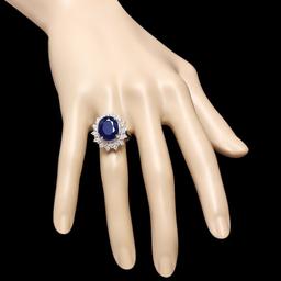 14k Gold 7.00ct Sapphire 0.80ct Diamond Ring