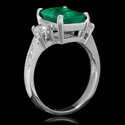 18K Gold 3.68 Emerald .61 Diamond Ring