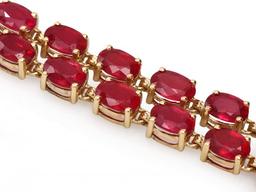 14k Yellow Gold 31ct Ruby 0.30ct Diamond Bracelet