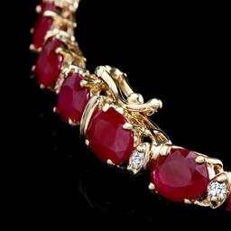 14k Gold 46.00ct Ruby 1.60ct Diamond Necklace