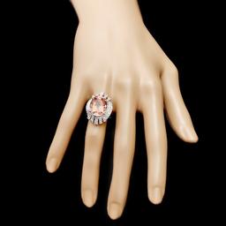 14k Gold 10.40ct Morganite 1.30ct Diamond Ring