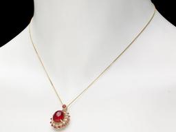 14k Yellow Gold 8.2ct Ruby 0.44ct Diamond Pendant