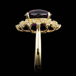 14k Gold 5.00ct Amethyst 0.70ct Diamond Ring