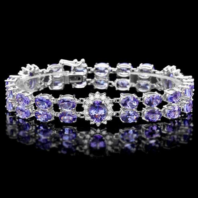 14k W Gold 29ct Tanzanite 1.40ct Diamond Bracelet