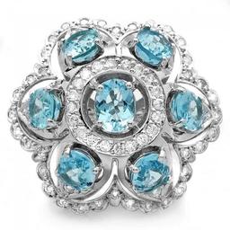 14k Gold 8.00ct Aquamarine 1.35ct Diamond Ring