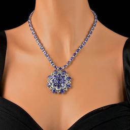 14k 53.00ct Tanzanite 5.20ct Diamond Necklace