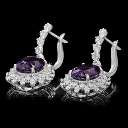 14K Gold 9.25ct Amethyst 1.44ct Diamond Earrings