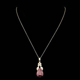 14k Gold 20.00ct Ruby 0.35ct Diamond Pendant