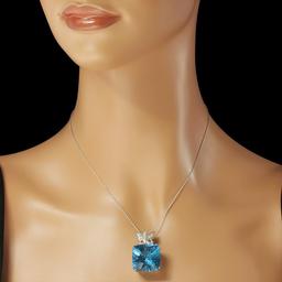 14K Gold 38.91ct Topaz 0.19ct Diamond Pendant