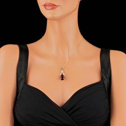 14k Gold 20.00ct Ruby 0.35ct Diamond Pendant