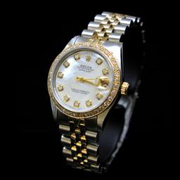 Rolex Two-Tone DateJust 31mm White MOP Dial Diamond Bezel Aprox. 1.5 cts. Wristwatch