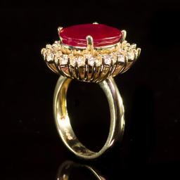 14k Gold 7.27ct Ruby 1.70ct Diamond Ring