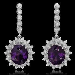 14K Gold 9.25ct Amethyst 1.44ct Diamond Earrings