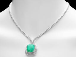 18k Gold 17.00ct Emerald 10.70ct Diamond Necklace