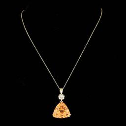 14k Gold 30.50ct Citrine 0.60ct Diamond Pendant