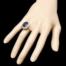 14k Gold 9.00ct Sapphire 2.00ct Diamond Ring