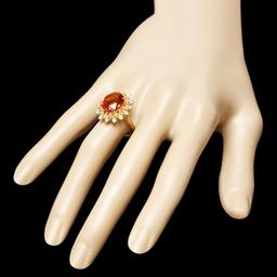 14k Gold 5.00ct Citrine 0.40ct Diamond Ring