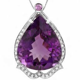 14k Gold 49ct Amethyst 0.50ct Diamond Pendant