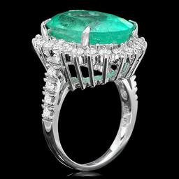18k Gold 11.35ct Emerald 1.30ct Diamond Ring