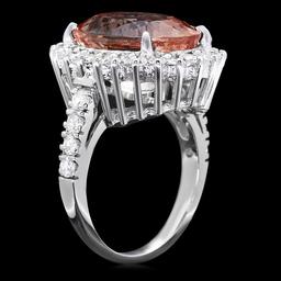 14k Gold 10.00ct Morganite 1.30ct Diamond Ring