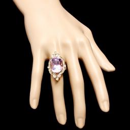 14k Gold 20ct Morganite 0.75ct Diamond Ring