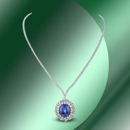 14K Gold 18.10cts Tanzanite & 11.82cts Diamond Necklace