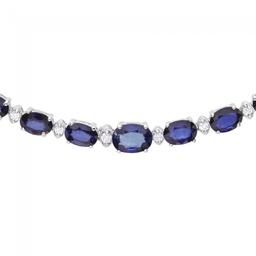 14k Gold 30ct Sapphire 1.10ct Diamond Necklace