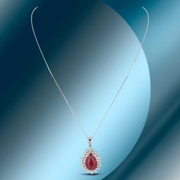 14K Gold 7.02cts Ruby & 2.61cts Diamond Pendant