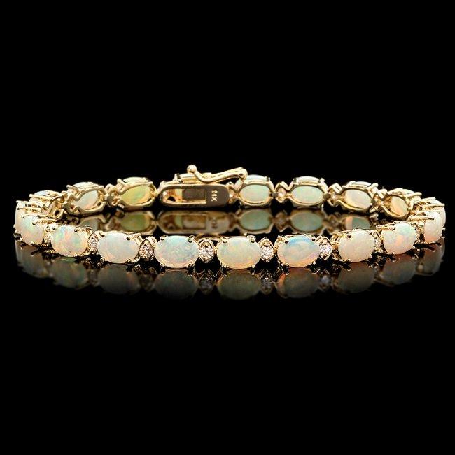 14k Gold 8.50ct Opal 0.85ct Diamond Bracelet