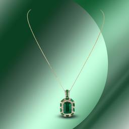 14K Gold 12.68cts Emerald & 2.68cts Diamond Pendant