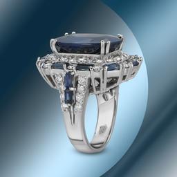 14K Gold 16.44cts Sapphire & 2.78cts Diamond Ring