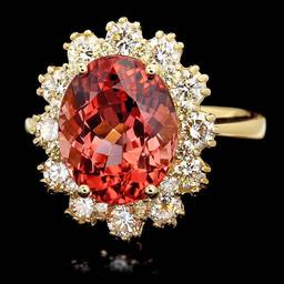 14k Gold 5ct Tourmaline 1.30ct Diamond Ring