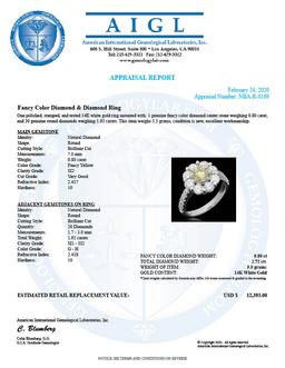 14K White Gold 0.80ct Fancy Color Diamond 2.72ct Diamond Ring