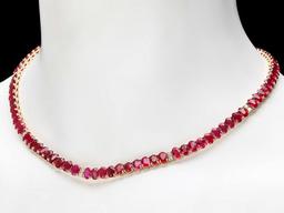 14k Gold 52.00ct Ruby 1.00ct Diamond Necklace