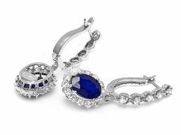 14k Gold 4ct Sapphire 1.40ct Diamond Earrings