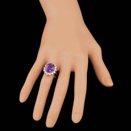 14k Rose Gold 5.50ct Amethyst 1.50ct Diamond Ring