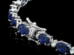 14k Gold 12.00ct Sapphire 0.50ct Diamond Bracelet