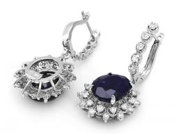 14k Gold 12ct Sapphire 1.70ct Diamond Earrings