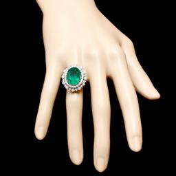 14k White Gold 8.10ct Emerald 1.80ct Diamond Ring